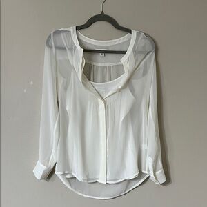 Banana Republic Sheer White Blouse